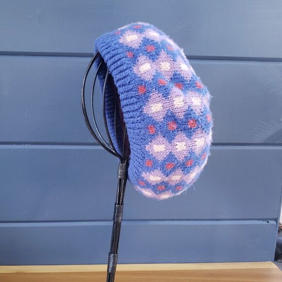 80s Blue and Purple Beret - Picture 1 of 4